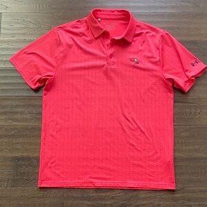 UNDER ARMOUR Golf Polo Mens Sz Large Hot Pink Short Sleeve Bay Hill Golf Course
